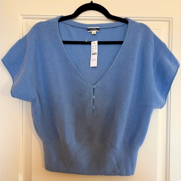 J.Crew Featherweight V Neck Cashmere Tee Shirt, size L, NWT - Picture 2 of 6